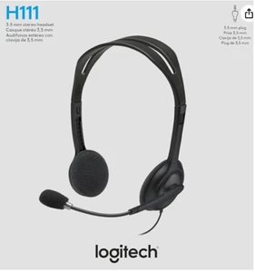 NEUF - Casque stéréo filaire Logitech H111 avec micro jack 3,5 mm PC Mac Chrome ordinateur portable - Photo 1/12