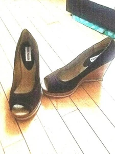 Steve Madden Brown Open Toed Suede Wedgies RV $250 - Imagen 1 de 4