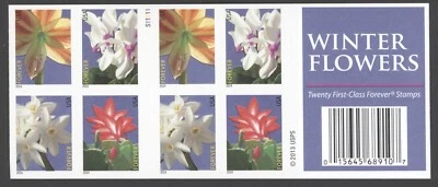 2014 US Scott #4862-4865 (4865b), Winter Flowers Booklet of 20 Forever, Genuine - Image 1 of 2