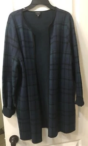 Talbots Sweater Womens XLBlue Green Tartan Plaid Pure Merino Wool Cardigan - Picture 1 of 4