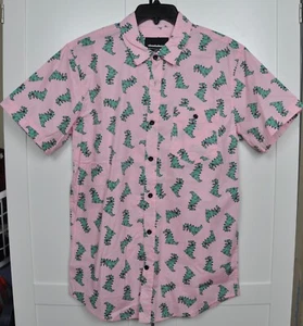 NICKELODEON Shirts Rugrats Reptar Dinosar Button Down Pink Medium - Picture 1 of 5