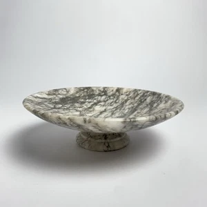 "Exquisito frutero pedestal de mármol italiano vintage 9,75"" d x 3"" h" - Imagen 1 de 11