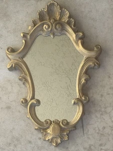 "Espejo de pared con marco ornamentado decoración italiana Hollywood Regency 1970 16"" T de colección" - Imagen 1 de 8