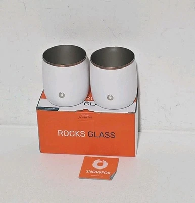 Juego de 2 rocas de vidrio de acero inoxidable aisladas al vacío Snowfox - blanco/dorado Foto 1 de 4