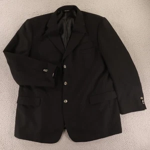 Hopsack Jacket XL 46R Black Polyester Blazer Sport Coat Jacket Crested Buttons - Picture 1 of 17