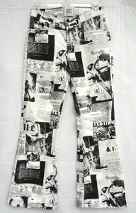 Urban Outfitters BDG Pants Newspaper Print Soft Low-Rise Flare Women Size 26 - Picture 1 of 11