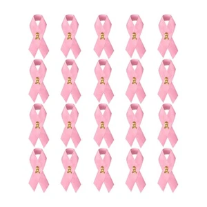 100 Pack Breast Cancer Awareness Pink Satin Ribbon Pins - Pink Fabric Satin R... - Picture 1 of 8