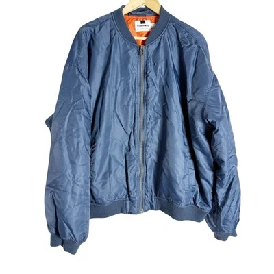 Chaqueta Bomber Topman Azul Marino Cremallera Completa Nylon Talla XL Foto 1 de 4