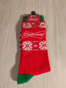 Calcetines Navidad Cerveza Budweiser Rojo Verde y Blanco - Imagen 1 de 3