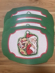 Vintage Christmas Placemats Santa 4 Vinyl 1980's Retro - Picture 1 of 3