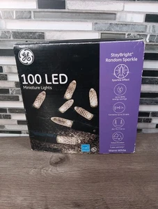GE StayBright Random Sparkle 100 LED Miniature Lights Warm White Green Wire NEW - Picture 1 of 4