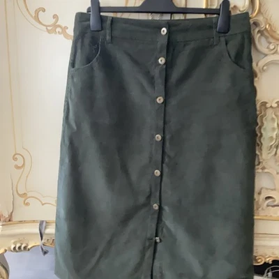 Autonomy Bottle Green  A Line Button Down Cord Skirt Work Casual M - Image 1 of 4
