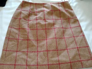 Falda Hobbs Damas Lana Tweed Talla 10 Marrón Rojo Cuadros Cierre Cremallera Longitud Midi  - Imagen 1 de 7