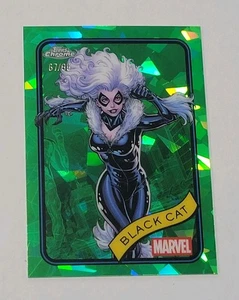 2025 Topps Chrome Sapphire Marvel BLACK CAT BASE #106 GREEN REFRACTOR SSP /99 - Picture 1 of 3