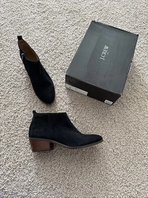 NUEVO EN CAJA Botas Sawywr de Gamuza Jcrew Botín Talla 9 Negro Tacón Pequeño Punta Tobillo Foto 1 de 4