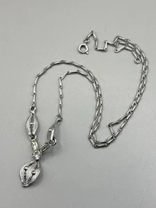 ESPO JOSEPH ESPOSITO Sterling Silver Vintage Rhinestone Filigree Necklace 16" - Picture 1 of 7