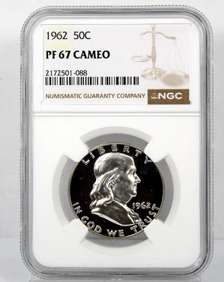 1962 Proof Franklin Half - NGC Graded PF67 Cameo !! - Image 1 of 2