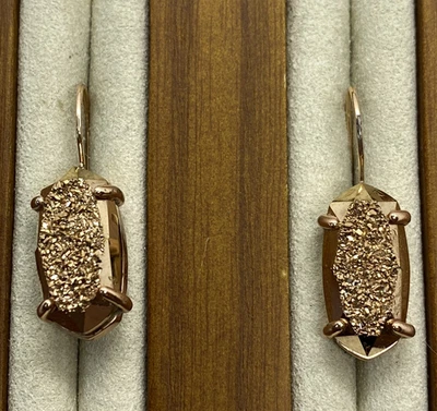 Kendra Scott Harrison Rose Gold Tone Drusy Drop Dangle Earrings - Image 1 of 4