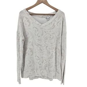 Athleta Coaster Luxe V-Neck Sweatshirt Achat Paisley Creme Oversized Small - Bild 1 von 4