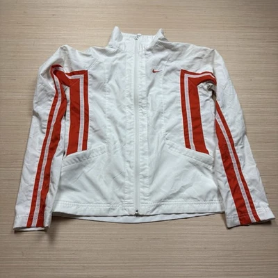 Vintage Y2K Nike Striped Windbreaker Jacket Women’s XS White Orange 90s - Image 1 of 4