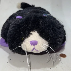 Pillow Pets Peewee Curious Black Cat Purple Retired Kitty Fluffy Kitten Nap Time - Picture 1 of 10