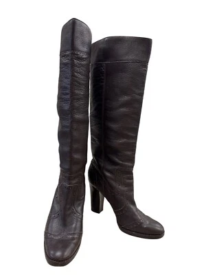 Michael Kors Womens Brown Knee High Leather Riding Boots 10M SKU 7079 - Image 1 of 4