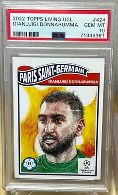 GIANLUIGI DONNARUMMA PSA 10 TOPPS LIVING UCL SOCCER CARD #424 ITALY MAN CITY - Image 1 of 4