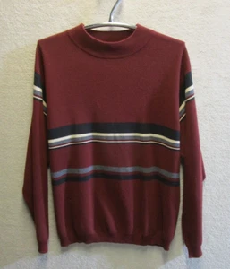 Mens Pullover Sweater Consensus Size M Red Crew Neck Stripes Cotton Made In U.K. - Picture 1 of 5