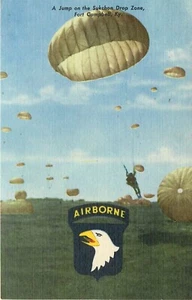 1940er Campbell Kentucky Jump Sukchon Drop Zone Teich Leinen Postkarte 25-4335 - Bild 1 von 2