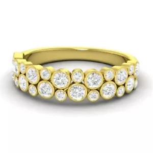 0.90 Ct Round Diamond Engagement Eternity Band 18K Solid Yellow Gold Ring Size 7 - Picture 1 of 4