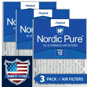 Nordic Pure 20x20x2 MERV 12 Pleated AC Furnace Air Filters 3 Pack (41B) - Picture 1 of 5