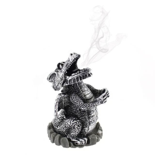 Silver smoking Dragon cone Incense burner holder ideal Christmas Gift FREE CONES - Image 1 of 1