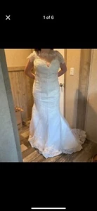 Lace Wedding Dress With Detachable Train Size 20 NEW - Picture 1 of 6