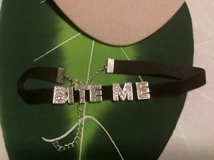 Letters BITE ME Choker Collar Necklace Punk Role Age Chocker Cosplay - Picture 1 of 2