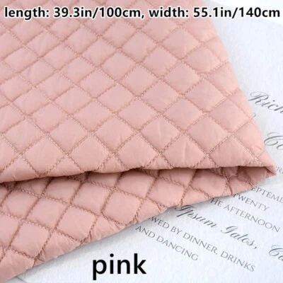 1M DIY Three Layer Padded Quilted Fabric Check Costume Coat Skirt Sewing Cloth - Image 1 of 4