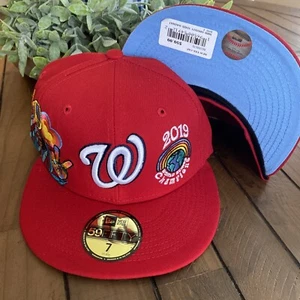 NEW ERA 59FIFTY FITTED HAT 7 WASHINGTON NATIONALS GROOVY 2019 WORLD SERIES CHAMP - Picture 1 of 6