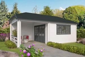 44 mm Gartenhaus ISO-Glas 700x420 cm Blockhaus Holzhaus Gerätehaus Terrasse Holz - Bild 1 von 2