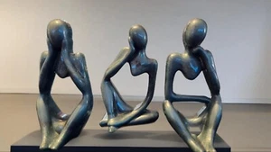 Set Of 3 Thinkers Handmade Resin Gift Idea Ornament Unique Human Form People - Picture 1 of 4