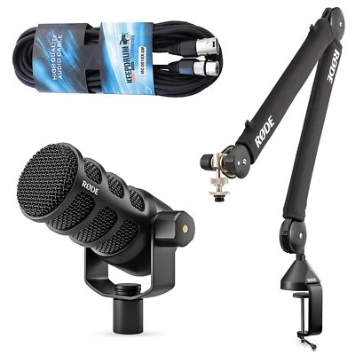 Rode Podmic USB XLR Mikrofon + PSA-1+ Plus Gelenkarm-Stativ + XLR Kabel - Bild 1 von 4