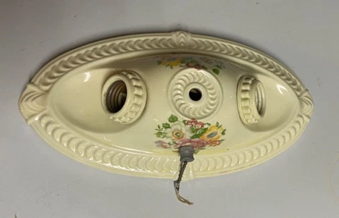 Vintage Antique Porcelain Ceramic Wall Ceiling Sconce Light Fixture Outlet Cover