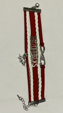 Arkansas Razorbacks Charm Bracelet 6” Long W/2” Extender Cover