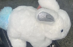 FAO Schwarz 9" Sparklers Bunny with silver ears and blue tail Easter Rabbit - Picture 1 of 3