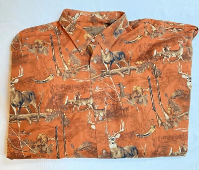 NUEVO North River Outfitters Para Hombre XXL Naranja Cuello Botón Manga Larga Ciervo Foto 1 de 4