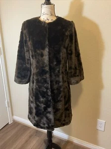 Laundry By Shelli Segal Womens Brown Collarless Fur Jacket Size S. EUC - Picture 1 of 13