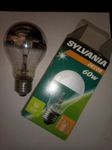 1x Sylvania Decor Glühlampe E27 60W Kuppenverspiegelt Silber 240V in OVP neu! - Bild 1 von 5