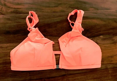 Top Hollister Azul Acuarela Neón Naranja Volantes Acolchado Triángulo Biniki S M L Foto 1 de 4