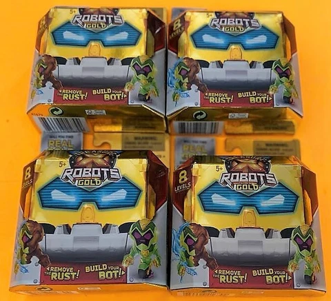 Lot Of 4 Treasure X Robots Gold Mini Treasure Bots 8 Levels of Adventure Cover