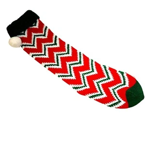 Calze Natale Vintage Rosso Verde Bianco Maglia Chevron - Foto 1 di 3