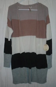 MISIA Long Duster Cardigan Open Front Long Sleeve Multicolor Block Women's M NWT - Picture 1 of 13