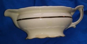 Vintage Edwin M Knowles China Co Gravy Boat Made In USA 33-4 Gold Trim - Picture 1 of 5